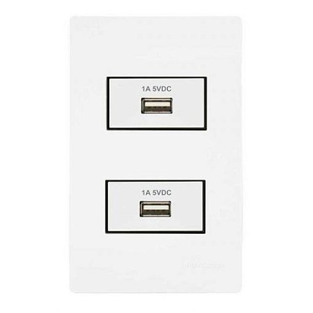 Linha Infiniti – Conjuntos 4×2” 2 tomadas carregador USB 1A bivolt separadas – Branco