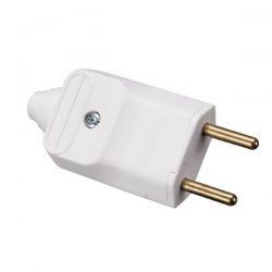 Plugue desmontável 2P 180º de 10A com prensa cabos – Branco