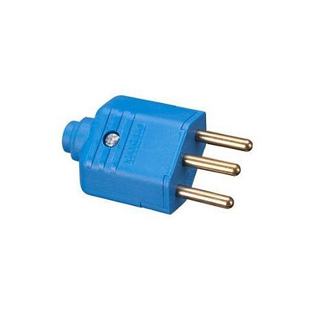 Plugue desmontável 2P+T 180º de 10A – Azul