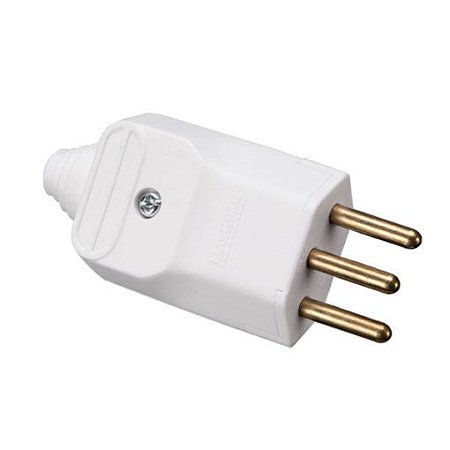 Plugue desmontável 2P+T 180º de 10A com prensa cabos – Branco