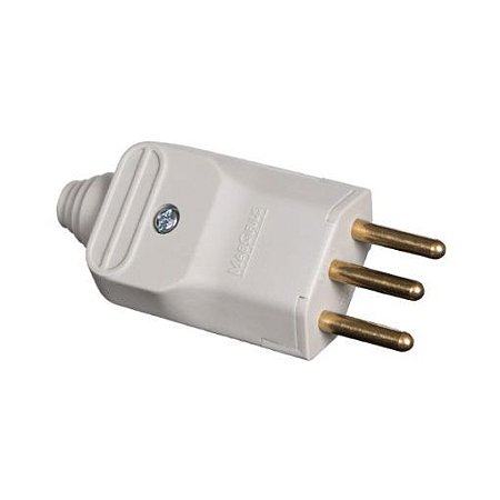 Plugue desmontável 2P+T 180º de 10A com prensa cabos – Cinza