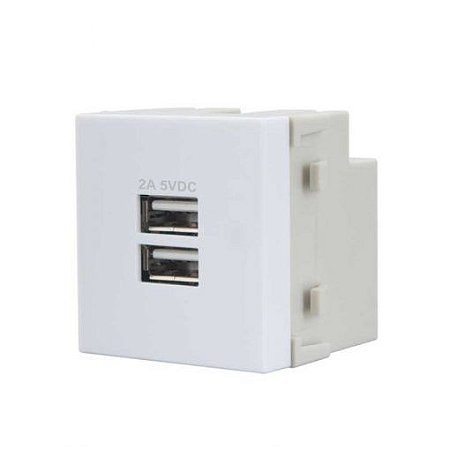 Linha Infiniti – Tomada carregador USB dupla 2A bivolt – Branco