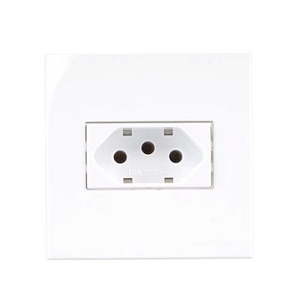 Linha Sleek – Conjunto 1 Tomada 2P+T 10A Para Móvel – 70x70mm – Branco