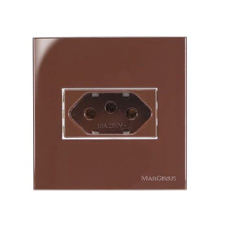 Linha Sleek – Conjunto 1 Tomada 2P+T 10A Para Móvel – 70x70mm – Marrom