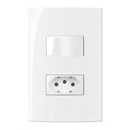 Linha Sleek – Conjuntos 4×2” – 1 interruptor simples 10A 250V~ + 1 tomada 2P+T 20A 250V~