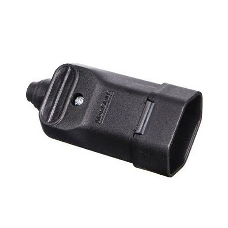 Tomada desmontável 2P+T de 10A com prensa cabos – Preta