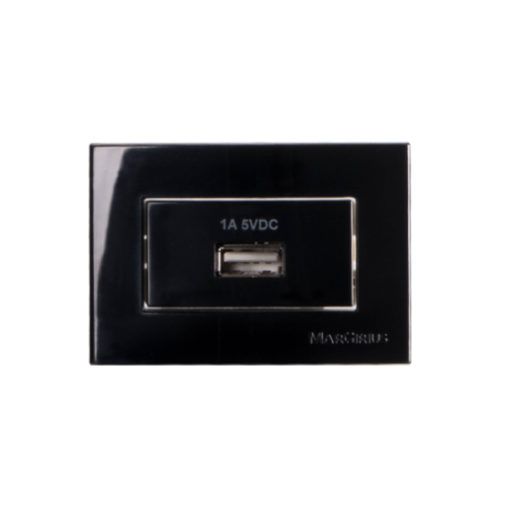 Linha Sleek – Conjunto 1 Tomada Carregador USB 1A bivolt Para Móvel – 65x45mm – Ebony