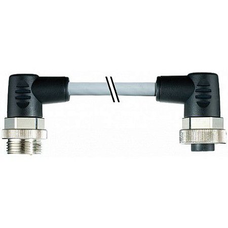 7000-50051-9650020 MURRELEKTRONIK 7/8" macho 90° / 7/8" fêmea 90° PUR 5x1.0 cinzento 0,2m