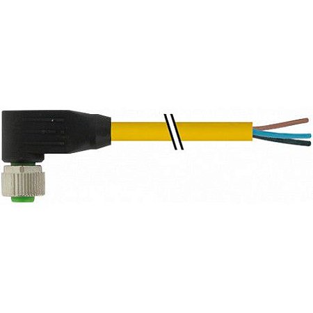 7704-12341-1501000 MURRELEKTRONIK M12 fêmea 90° com cabo V4A TPE 4xAWG18 amarelo UL/CSA + cadeia porta-cabos..