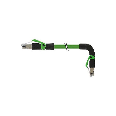 7000-74347-7960030 MURRELEKTRONIK RJ45 macho 0º / RJ45 macho 90º abaixo, Ethernet PUR 2x2xAWG22 blindado verde