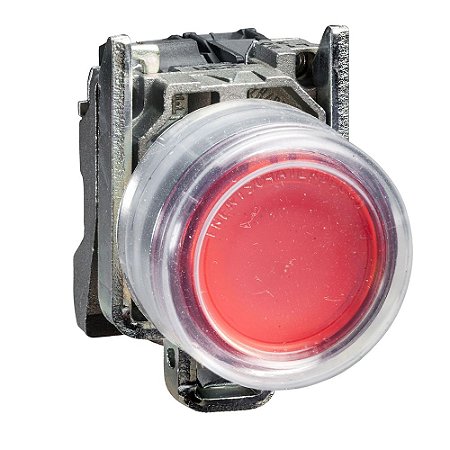 BOTÃO Ø22MM METÁLICO, RETORNO POR MOLA, VERMELHO, COM CAPA, NF XB4BP42