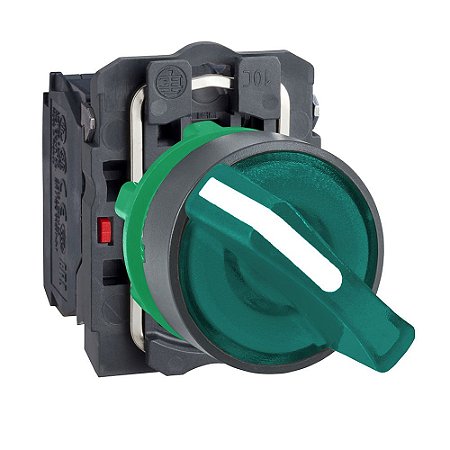 COMUTADOR LUMINOSO Ø22MM PLÁSTICO, 2 POSIÇÕES FIXAS, VERDE, NA+NF, 24V XB5AK123B5