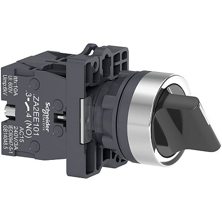 COMUTADOR 22MM PLÁSTICO MANOPLA CURTA 3 PÓS FIXA 2NA XA2ED33