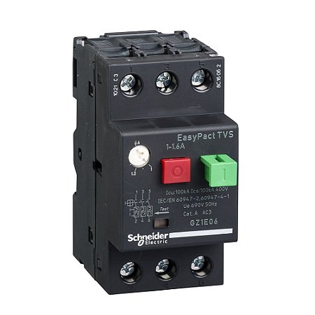 DISJUNTOR TERMOMAGNETICO TESYS GZ1E 11.6A BOTAO IMPULSAO GZ1E06