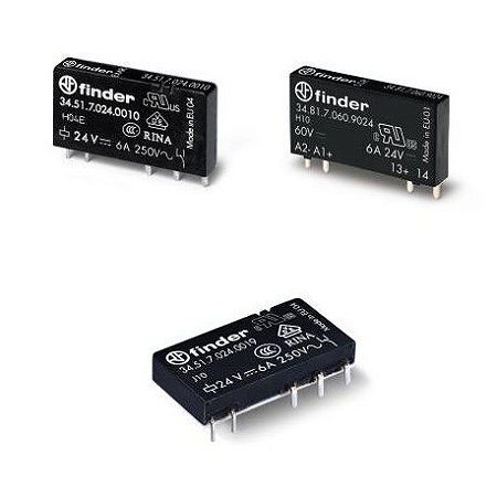 345170485010 FINDER Series 34 Mini relé para circuito impresso (EMR ou SSR) 0.1-2-6 A