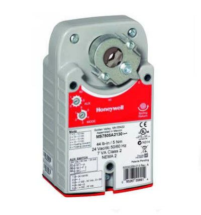 Atuador de retorno direto por mola, 2 posições, SPST, 27 lb-pol., 3 Nm