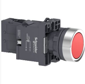 XA2EW34M1 - Botão luminoso Ø22mm plástico, ret. mola, vermelho, NA, 220VCA