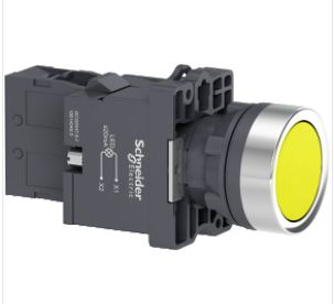 XA2EW35M1 - Botão luminoso Ø22mm plástico, ret. mola, amarelo, NA, 220VCA
