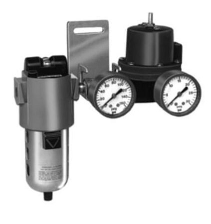 Válvula redutora de pressão para sistemas de pressão dupla, com estação de filtro de submícron, medidores de 2 PSI