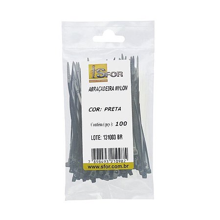 ABRAÇADEIRA NYLON 200MMX4,5 PRETA SFOR C100