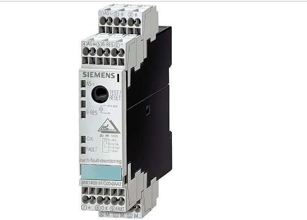 Módulo Siemens AS-i SlimLine S22.5, monitoramento de falta à terra, IP20 - 3RK1408-8KG00-0AA2