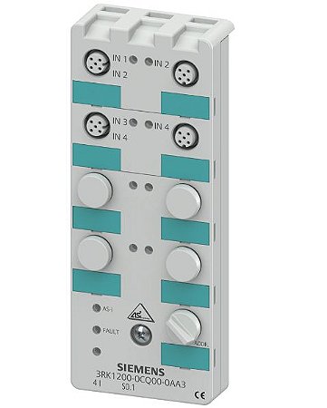 Módulo compacto Siemens AS-i K60, digital, 4 I, IP67, entrada 4x1 - 3RK1200-0CQ00-0AA3