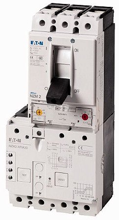 NZMH2-A160-FIA30 - Disjuntor, 3p, 160A, + disjuntor de corrente residual, 30mA, sensível AC / DC