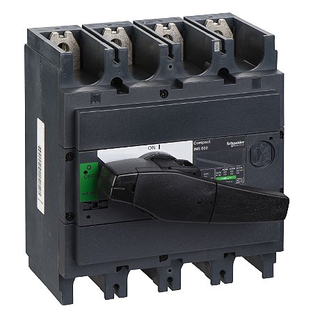31113 - Chave seccionadora, Compact INS500, 500 A, versão padrão com manopla rotativa preta, 4 pólos