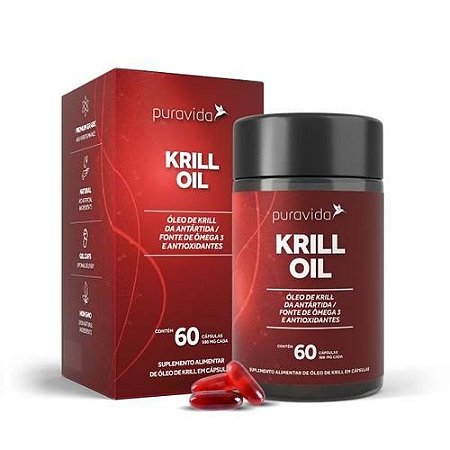 Óleo De Krill De Ômega 3 Puravida 60 Cápsulas Pura Vida Full
