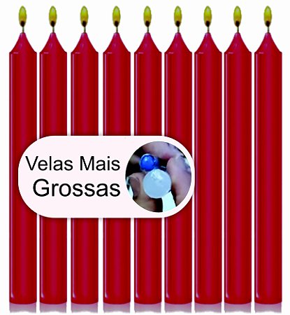 Vela Palito Colorida Atacado 50 unidades Vermelha  100% Parafina