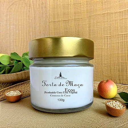 Vela Aromática de Torta de Maça Artesanal Cera de Coco  Perfumada 130gr