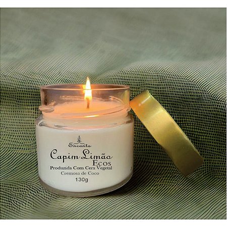 Vela Aromática  Capim Limão  Cera de Coco  Artesanal Perfumada 130gr
