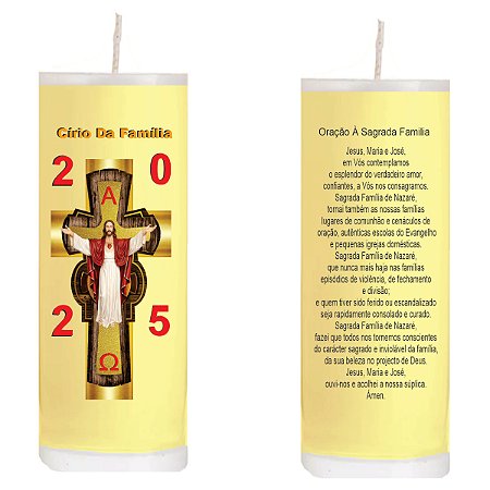 Vela Círio Pascal Da Família Cristo  Amarela