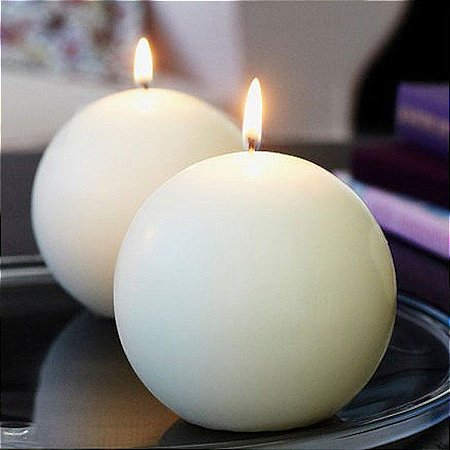 Velas Bola Branca 4 Unidades 6 Cm
