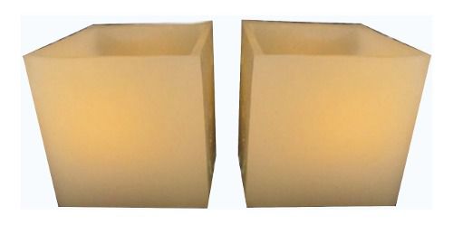 2 Luminárias Em Parafina 8x8x8cm + 2 Velas De Led Decoração