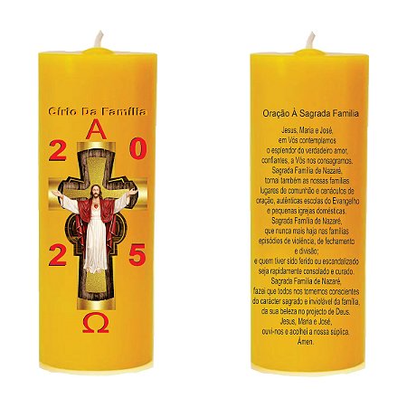 Mini Círio Da Família Jesus Amarelo Adesivo