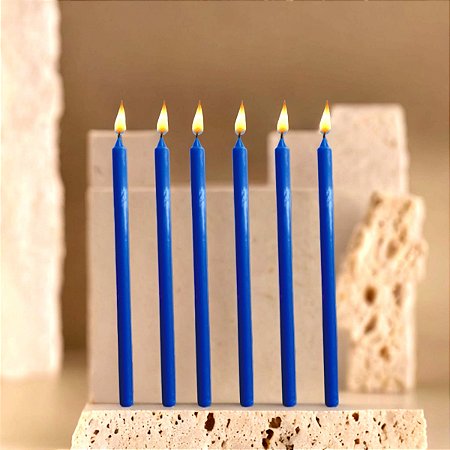 Vela par Castiçal Azul 8 Unidades 26CM