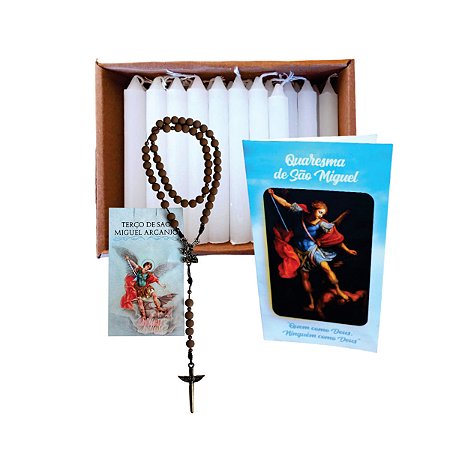 Kit Quaresma de São Miguel 40 velas + Terço+ Folheto