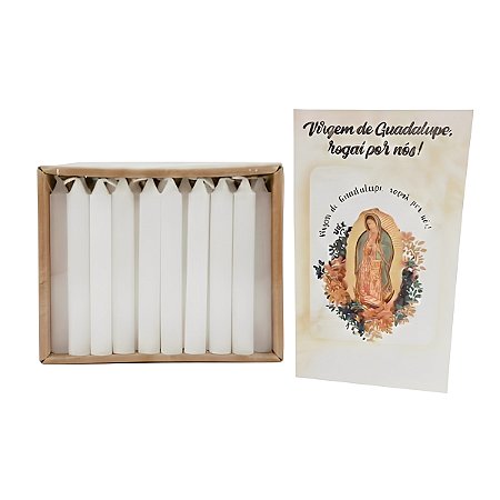 Kit Quaresma 40 velas + Folheto  Nossa Senhora de Guadalupe