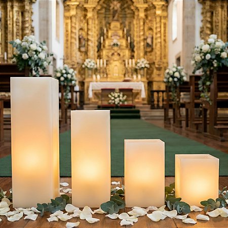 4 Velas Luminária Quadrada Decoração Casamento E Corredor