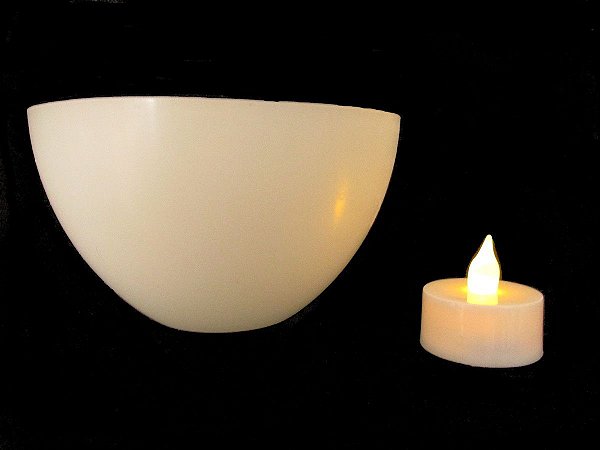 Vela De LED + Luminária Em Parafina Meia Bola Fundo Chato