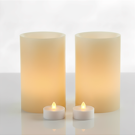2 Vela De Led + 2 Vela Luminária 8x8x12 Em Parafina Decoração