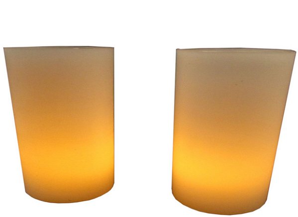 2 Vela De Led + 2 Vela Luminária 8x8x12 Em Parafina Decoração