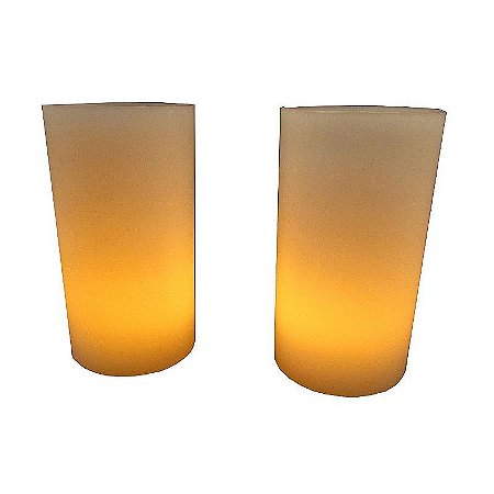 2 Velas De Led + 2 Luminárias 8x15cm De Parafina Decoração