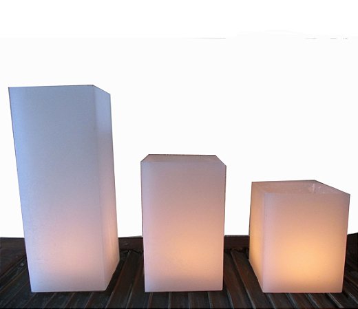 3 Velas Luminárias Quadradas de Chão 12x15 12x20 12x30 Casamento Coredor de Igreja