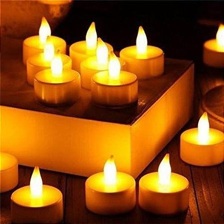 24 Velas De Led Bateria Inclusa Cor Da Branca - Luz Amarela