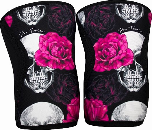 Joelheira Crossfit 5mm Caveira e Rosa