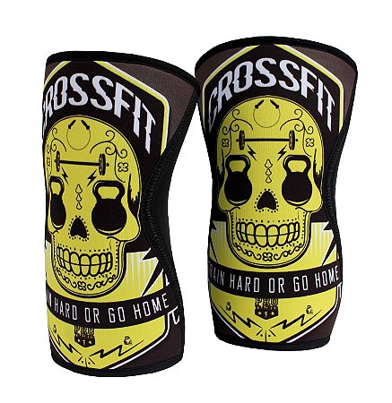 Joelheira Crossfit 7mm Caveira Amarela
