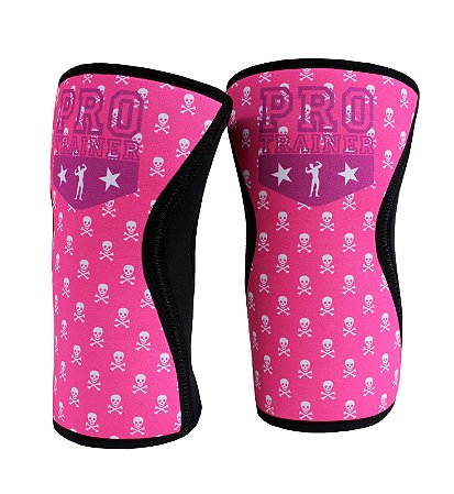 Joelheira Crossfit 7mm Caveira Rosa