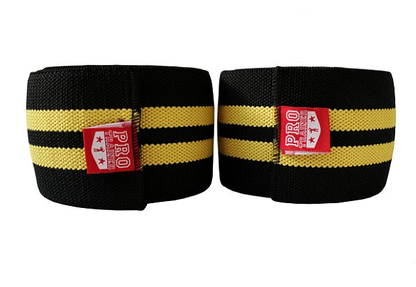 Faixa De Joelho Profissional Preto com Amarelo